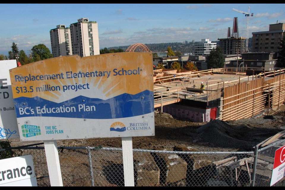 By the bell: Yellowridge Design Build was selected as the builder for the new middle school slated to be built in new Westminster. The company is also building École Qayqayt elementary, seen in the picture, which is expected to open at the start of the 2014 school year.