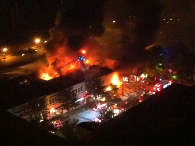 A massive fire destroyed two of the prominent heritage buildings on Columbia Street on Oct. 10, 2013.