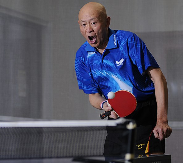 Tong Zhi Guo has played table tennis for 50 years. He plays everyday at the Langara YMCA.