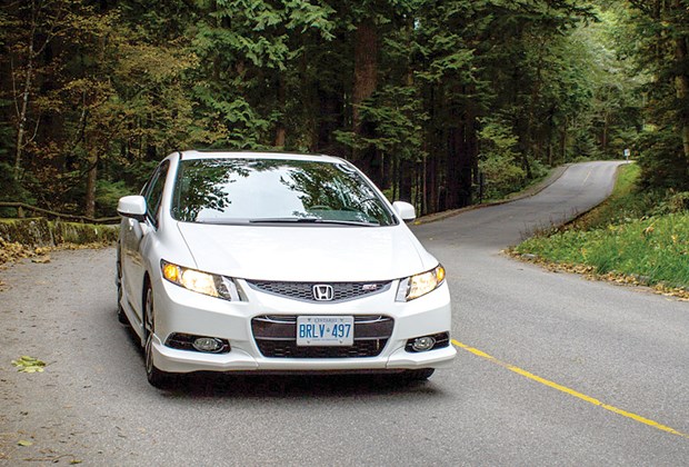 The top-of-the-range Civic Si HFP has sleek, angular looks that cause some surprise when people discover it’s a Honda. Its grippy performance makes carving corners a blast but also offers a safe ride all year round.