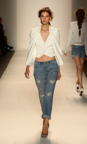 Denim: Distressed jeans in Rachel Zoe’s spring 2014 collection.