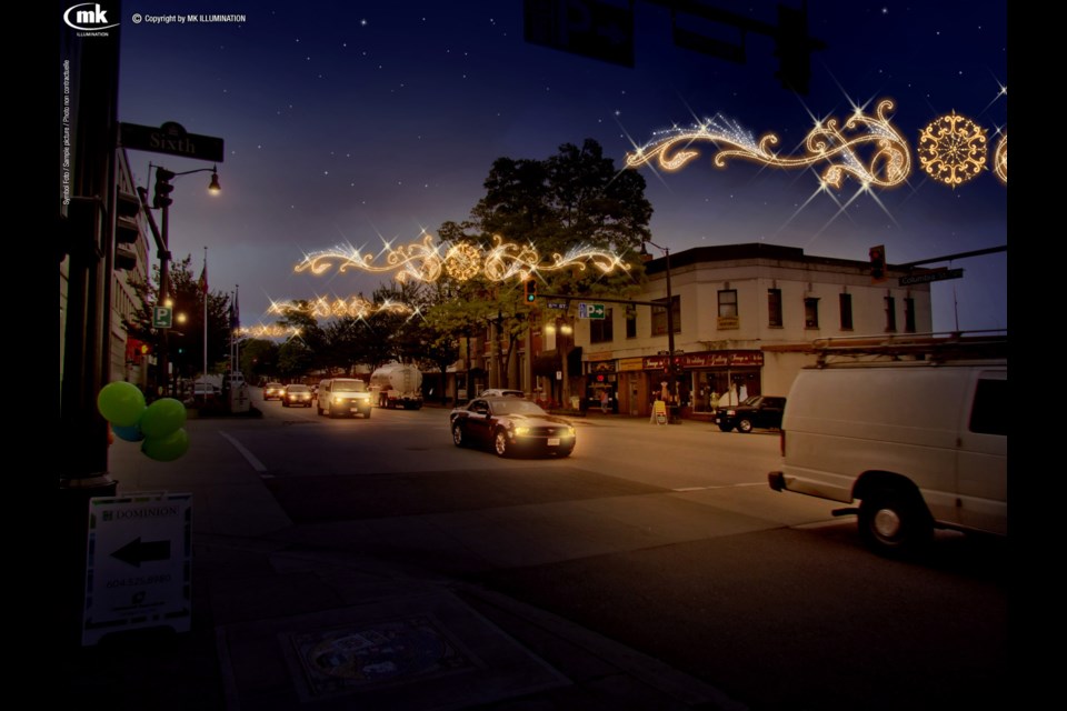 Lighting up the street: A new swag lights for Columbia Street could feature seasonal motifs such as snowflakes.