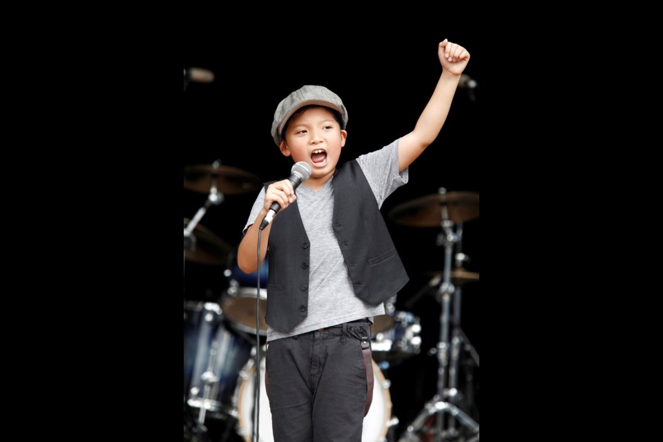 Tiny talent: Tyson Venegas, 8, is joining the Vaudevillians onstage at the Surrey Arts Centre in a fundraising concert Nov. 9.