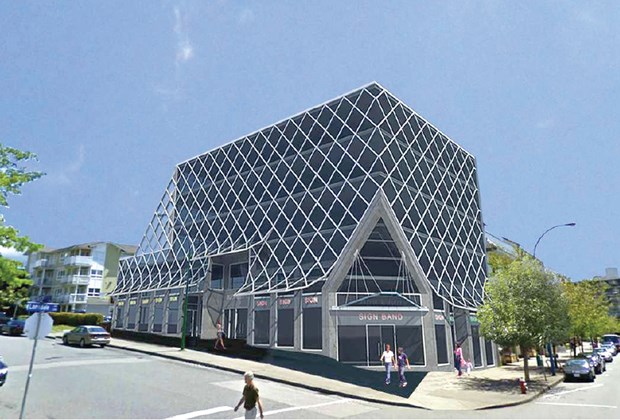 An artist's rendering of what the new building by Farzin Yadegari will look like once built on the corner of 12th Street and Lonsdale Avenue.
