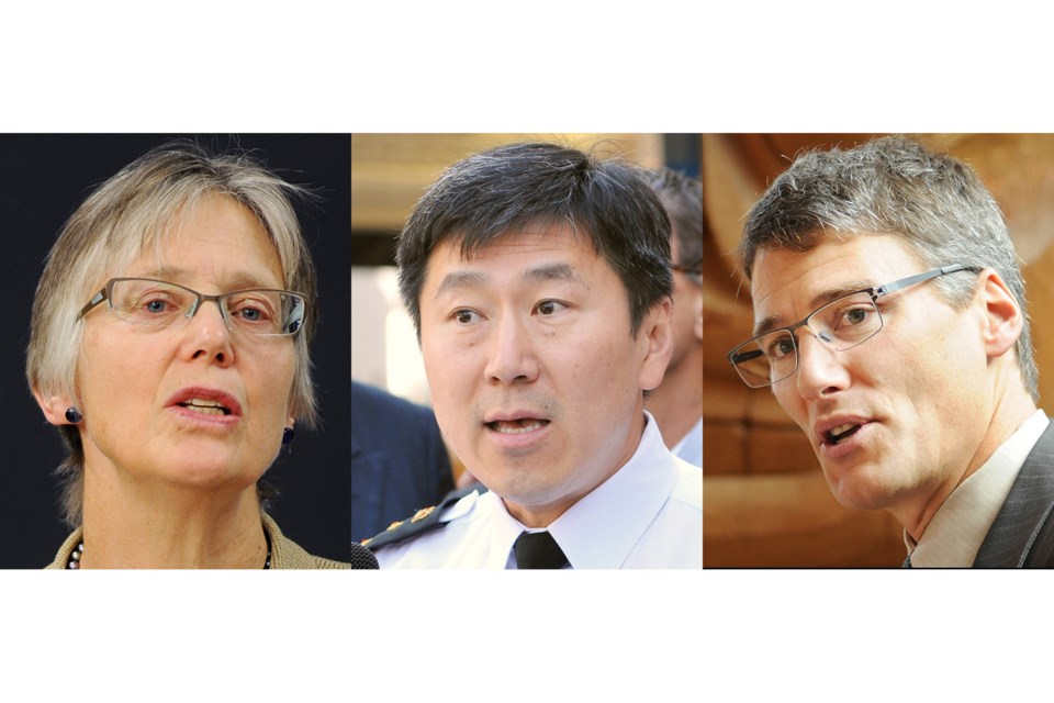 Penny Ballem, Police Chief Jim Chu and Mayor Gregor Robertson