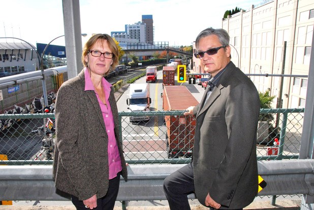 Bird's eye view: NDP transportation critic Claire Trevena recently toured the city to see New Westminster's transportation concerns firsthand. She believes the region's transportation needs to be planned in a comprehensive way.