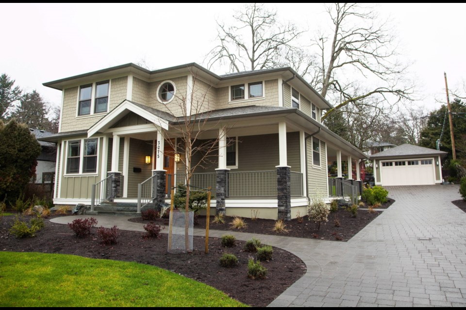 The Oak Bay home and low maintenance, deer resistant landscaping was all built by Integral Design.