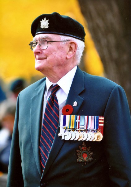 Major General (retired) Herb Pitts at church parade celebrating the 150th anniversary of the Queen's Own Rifles of Canada in Toronto in 2010. Pitts served as an infantry platoon commander and mortar platoon base plate officer with the First and Third Battalions of the Princess Patricia’s Canadian Light Infantry in Korea from July 1952 to July 1953.