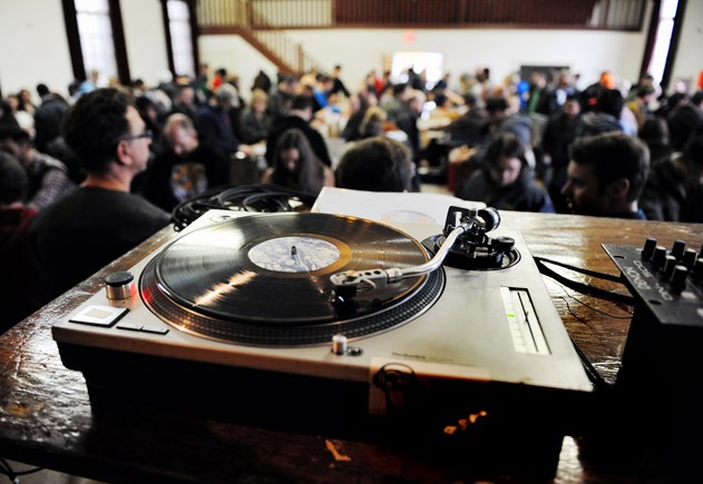 Providing music at the right sound levels to goers of the Main Street Vinyl Fair this past weekend at Cambrian Hall was Kings of the Turntable’s Luke Meat. Photograph by: Rebecca Blissett