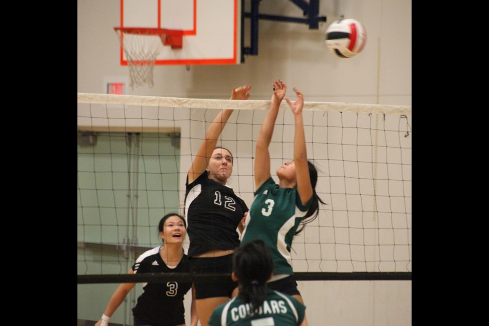 11-13-2013 Moscrop senior girls (black) against Killarney in the opening game of the Quad A high school lower mainland championships. Photo: Jason Lang