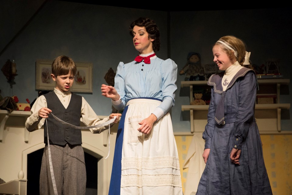 Meet the nanny: Graham Verchere, Sara-Jeanne Hosie and Kassia Danielle Malmquist in the Arts Club Theatre's production of Mary Poppins.