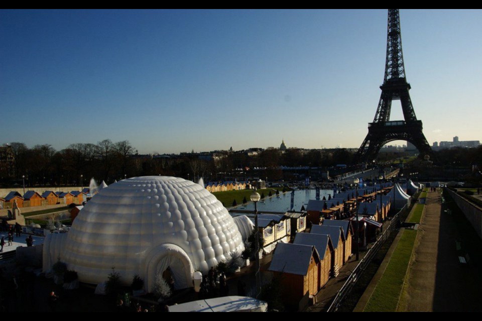 Kaleidoscope Theatre has ordered a giant igloo theatre from Europe, like this one near the Eiffel Tower in Paris.