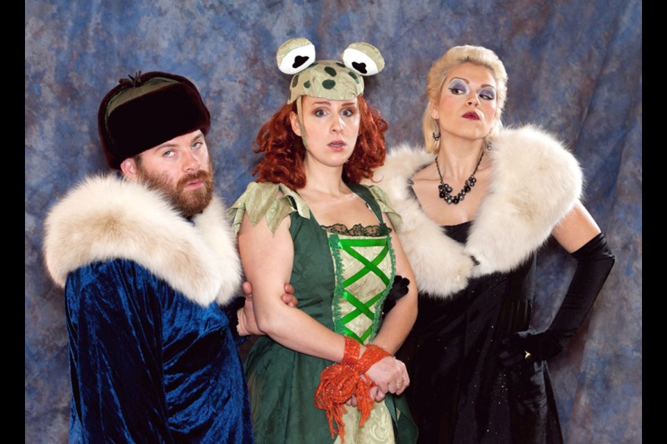 Anastasia, the Frog Princess (Sheena Johnson, centre) has been captured by the evil Ivana Castacurski (Chelsea Tucker) and her son Boris (James Walker) in The Frog Princess, onstage Nov. 27 through Dec. 8.