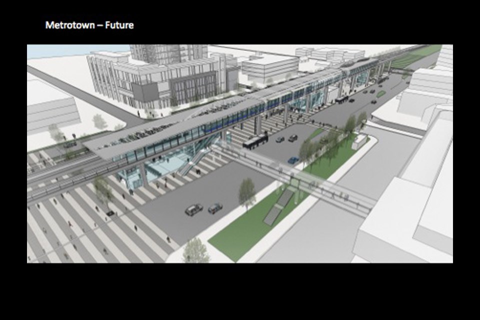 This is a preliminary rendering of what the Metrotown SkyTrain station could look like in the future.