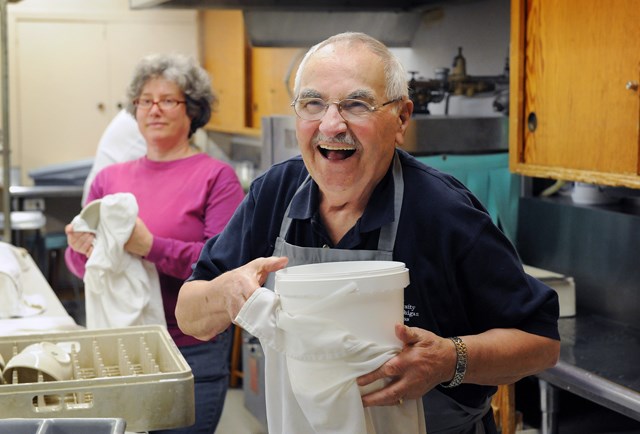 On kitchen duty at the Ukrainian Food Fair and Bazaar Saturday afternoon at St. Mary’s Ukrainian Catholic Parish is Mike Mychastyzayn. Photo by: Rebecca Blissett