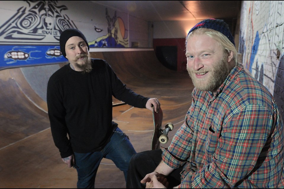 Andrew Turner (right) and Malcolm Eric Hassin opened the SBC skate park in the former Smilin’ Budda Cabaret.