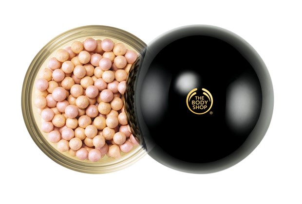The Body Shop’s special edition Shimmer Bauble — gold and light pink beads give cheeks, temples and décolletage a party-perfect glow. THE BODY SHOP at PARK ROYAL $15