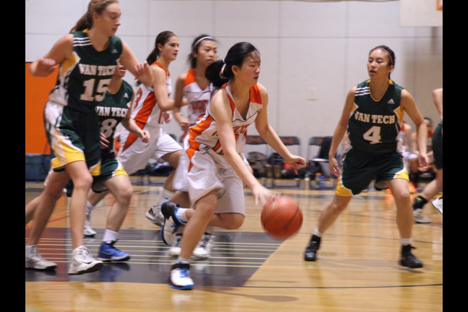 12-18-2013 NWSS senior girls (white) vs Vancouver Technical in the Bob Gair Classic at NWSS. Photo: Jason Lang
