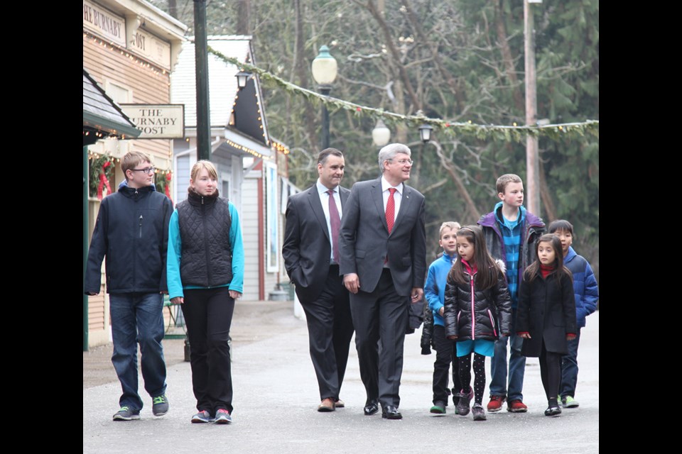 Prime Minister Stephen Harper visited the Burnaby Village Museum on Monday as part of a photo opportunity.
