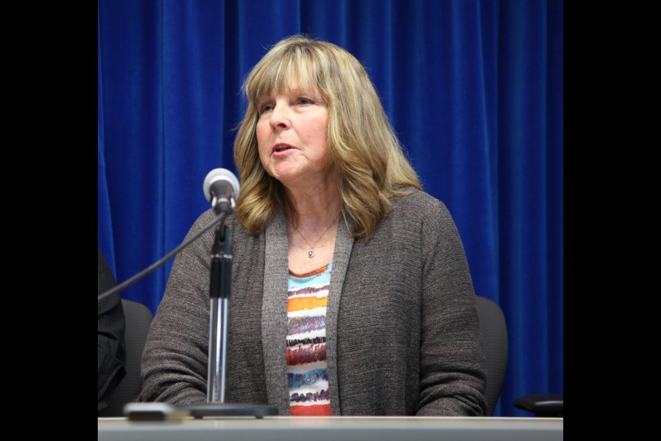 In mourning: Sheri Hickman, mother of Jill Lyons, made a statement to media Monday afternoon after police announced a 32-year-old man from Surrey had been charged with first-degree murder for allegedly killing Lyons in August 2013.