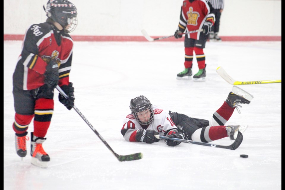 01-05-2014 Atom house hockey between Burnaby Minor (white) and New Westminster at Kensington arena. photo Jason Lang