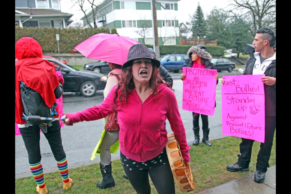Concerned parent: Shannon Hecker is uphappy with the John Robson Elementary staff's handling of a situation between her daughter, who's in Grade 3, and a fellow student and says the school isn't doing enough to deal with bullying. As a result, Hecker and her supporters held a rally on the streets outside the school at lunch time last Thursday.