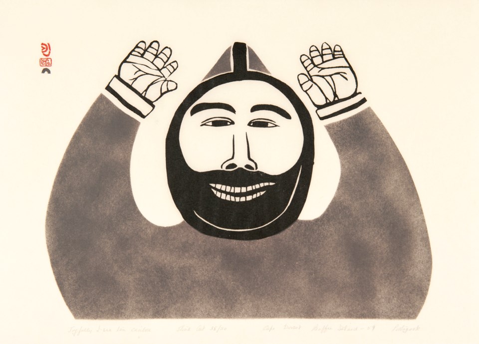Joseph Pootoogook, Joyfully I See Ten Caribou, Burnaby Art Gallery