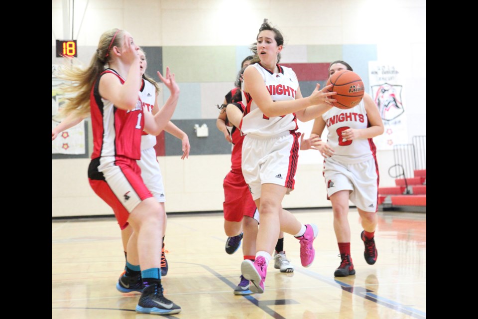 01-16-2014 STM Knights (white) vs. Terry Fox at STM, junior, Chancellor Tournament. Photo: Jason Lang