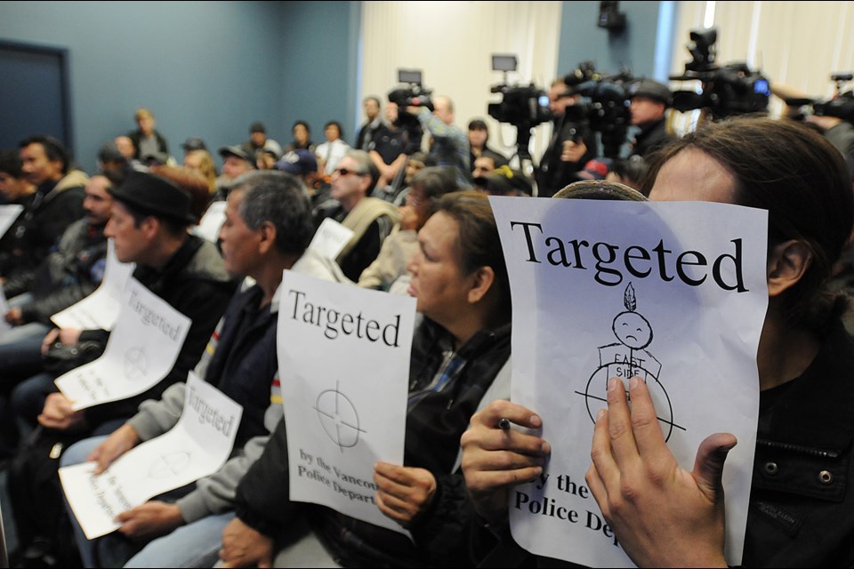 Downtown Eastside residents showed up at the Police Board meeting last Thursday to voice concerns about ticketing. photo: Dan Toulgoet