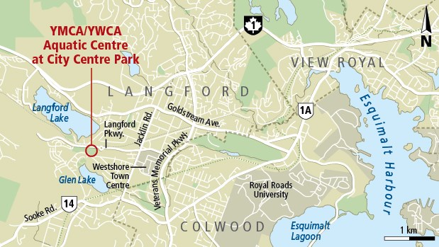 Aquatic centre in Langford - map