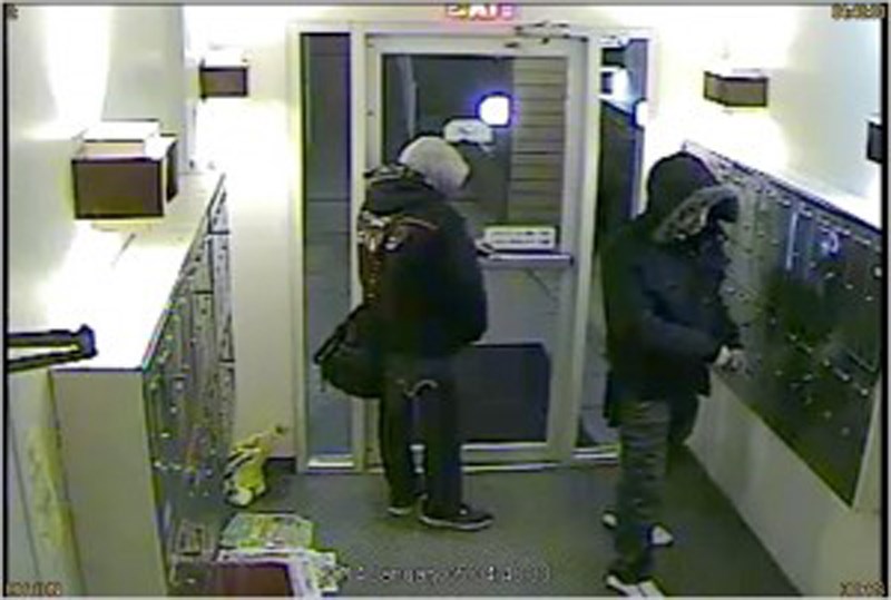 Wanted: New Westminster police are hoping to identify two suspects who allegedly robbed several mailboxes in an apartment building on Ward Street earlier this month.