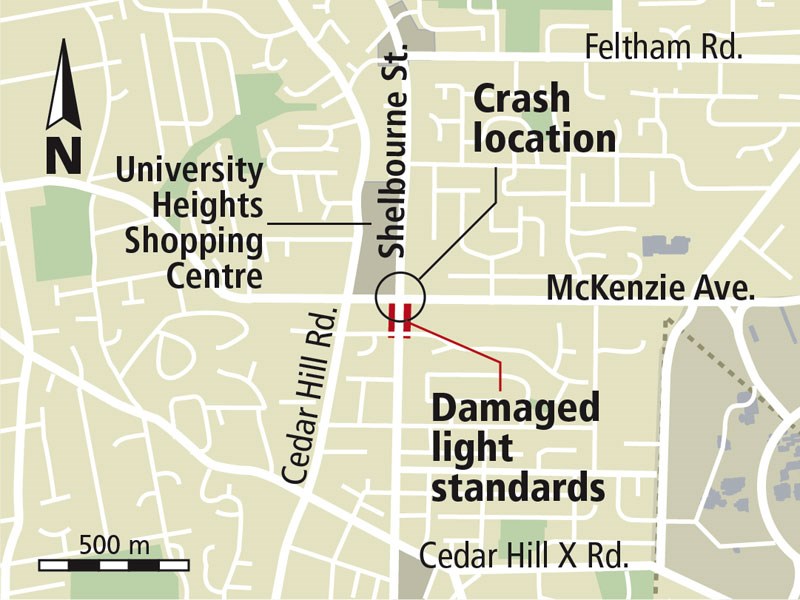Map of Shelbourne Street crash