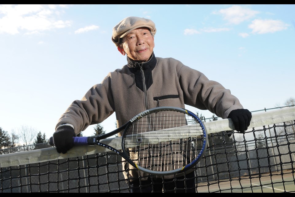 Tennis player Tong Fook Wah, 90, plays daily at Langara Tennis Courts photo Dan Toulgoet