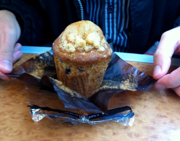 Muffin served on a Cross Country train in Britain.