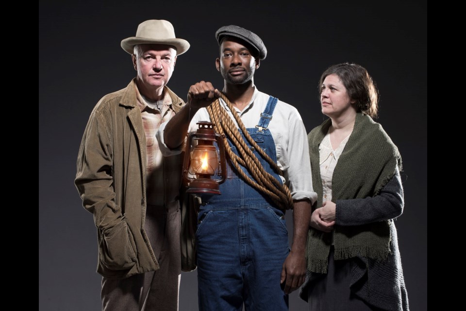 Kevin McNulty, Daren A. Herbert and Katey Wright in Floyd Collins, onstage at the York Theatre March 11 to 30.