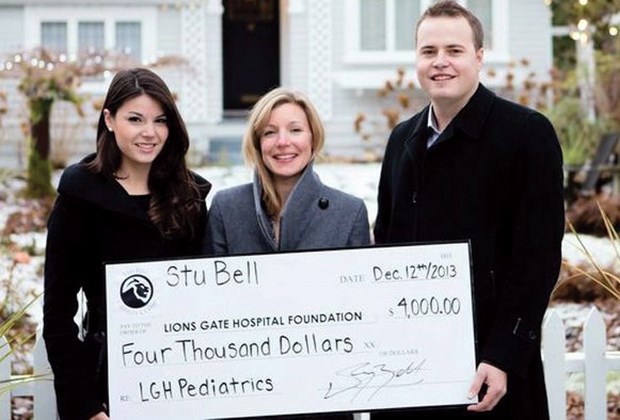 Renee Thomson and realtor Stu Bell, organizers of the inaugural Stu Bell Charity Classic fundraising golf tournament, present a $4,000 cheque to Alexandra Eady, events and communications coordinator, Lions Gate Hospital; Golfers tee’d off on Sept. 14 at Furry Creek Golf and Country Club in support of pediatrics at Lions Gate Hospital.