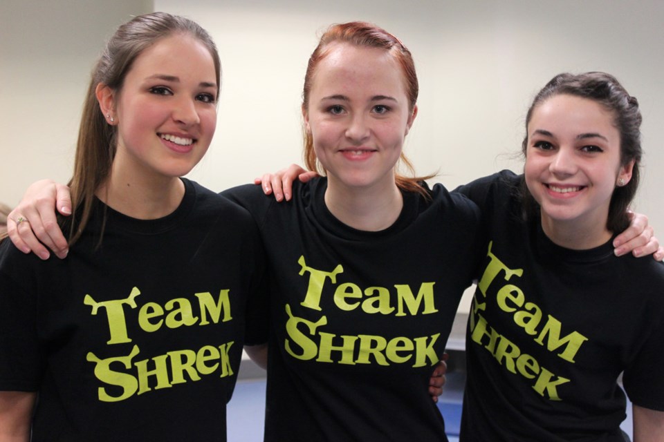 From left, Kathleen Robertson, Cassidy Stahr and Alannah Piasecki were members of the children's choir in Align Entertainment's Shrek the Musical, which ran at the Michael J. Fox Theatre in February,