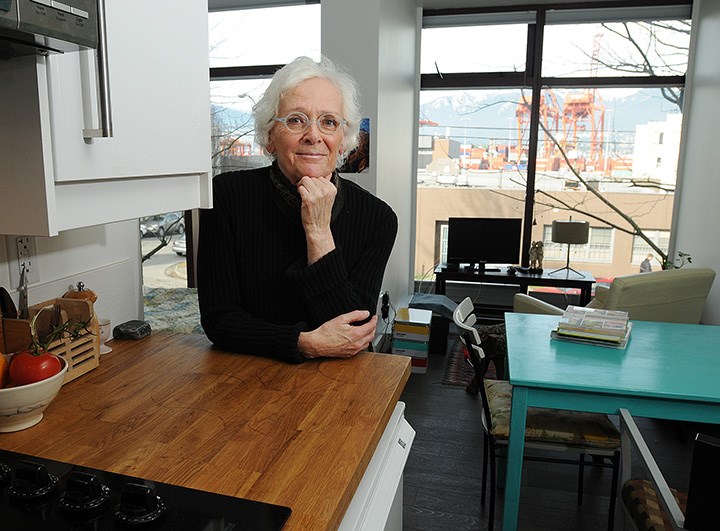Susan Edwards inside her Oneesan shipping container home, 502 Alexander St. Photo: Dan Toulgoet