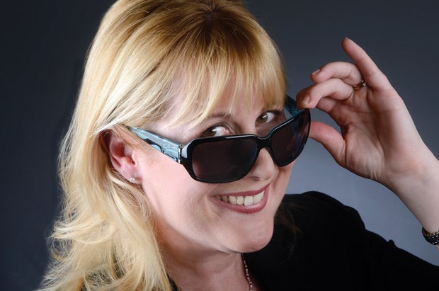 North Vancouver eyewear designer Carla D’Angelo, founder of Claudia Alan Inc., wears the new Harmony sunglasses from her Aya collection.