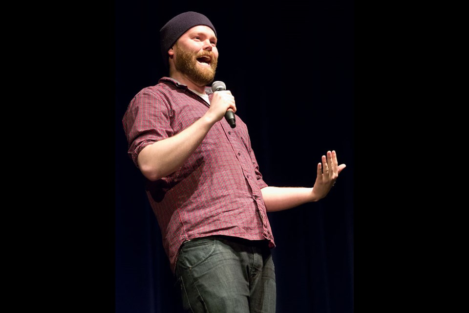 Comedians Billy Mitchell, Kyle Bottom (pictured) and Ivan Decker performed at a comedy night at South Delta Secondary last Friday to raise funds for the 2014 SDSS Dry Grad.