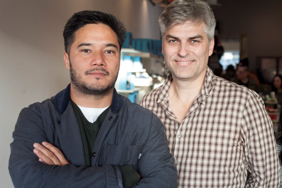 Native Shoes creative director Mark Gainor and CEO Scott Hawthorne at the launch of the 2014 collection March 11 at Walrus Home.