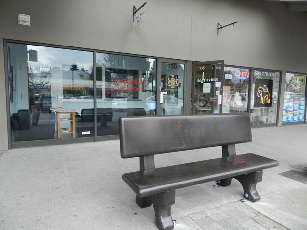 A bench, bolted to the concrete sidewalk outside Richmond East MLA Linda Reid's office is one of the security upgrades that cost taxpayers $79,000.