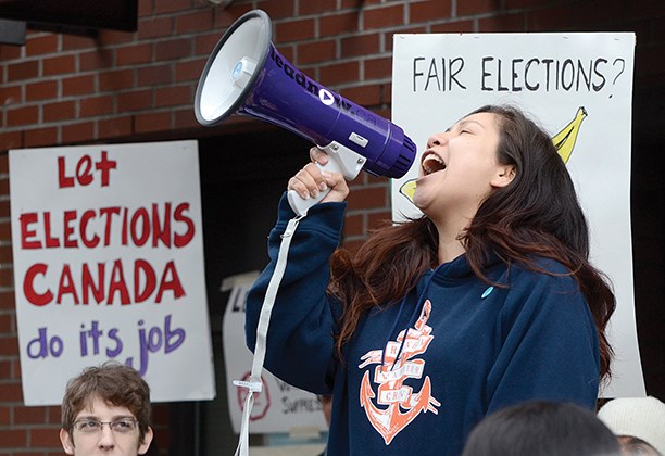 Mandy Nahanee — who also goes by the First Nations name Shamentsut — was one of those protesting the federal government's Fair Elections Act.