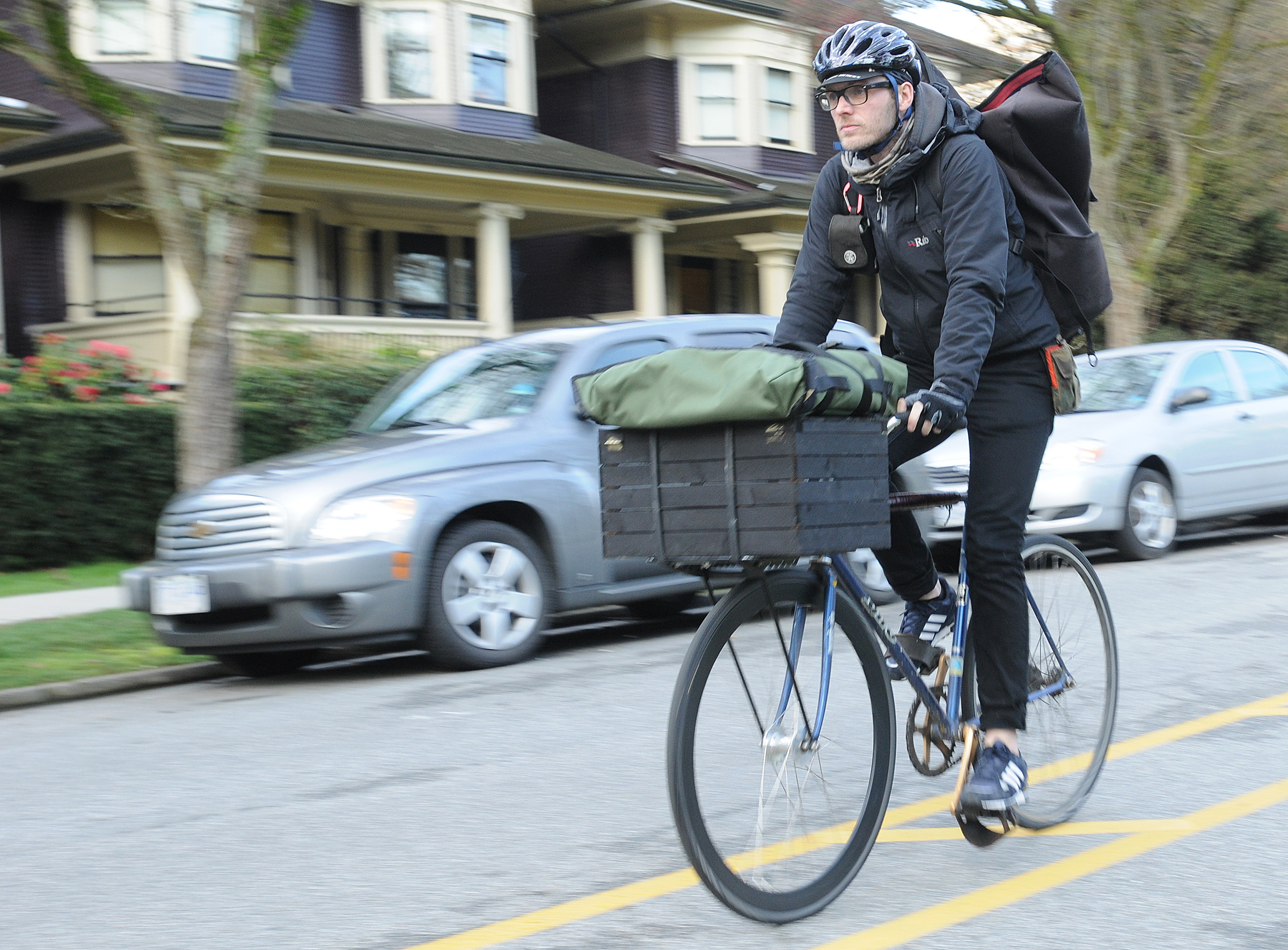 Evening bike courier on a roll Vancouver Is Awesome
