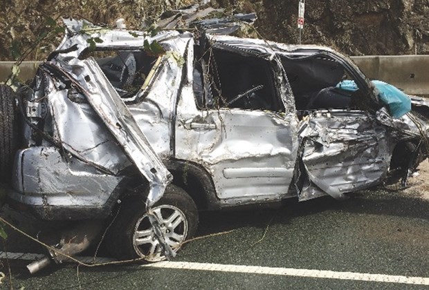 The scene of a single-vehicle accident in West Vancouver.