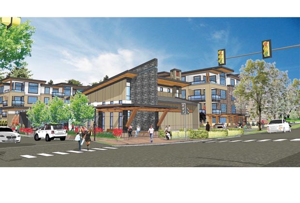 An artist's rendering of how the new Lynn Valley United Church will look after it is rebuilt and paid for by the surrounding development.