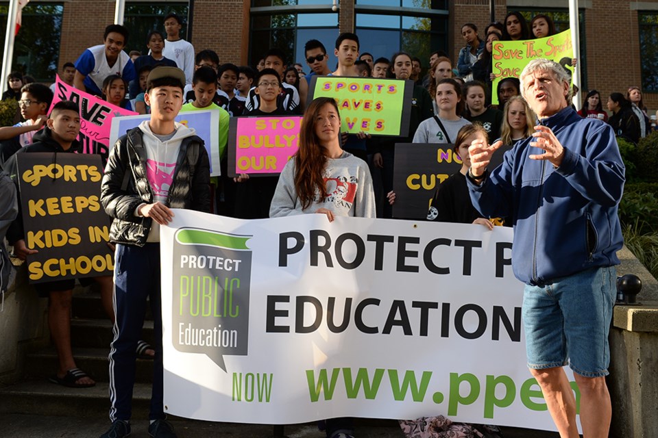 Students and parents rallied before and attended the final public meeting on the Vancouver School Board’s 2014-2015 budget Monday evening. Photo Dan Toulgoet