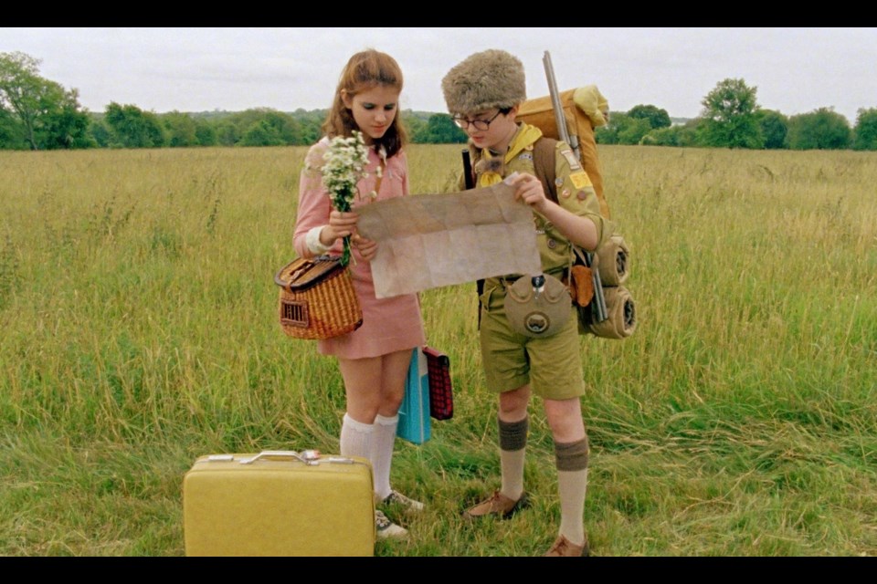 Kara Hayward and Jared Gilman star as two summer campers in love in Wes Anderson’s 2002 film Moonrise Kingdom.