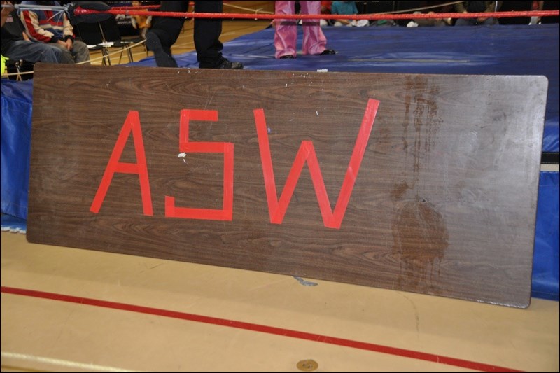 The table is ominously set up near ringside prior to the main event match.