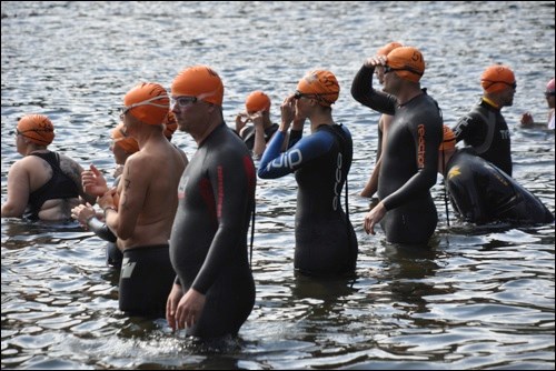 Swimmers enter Alice Lake